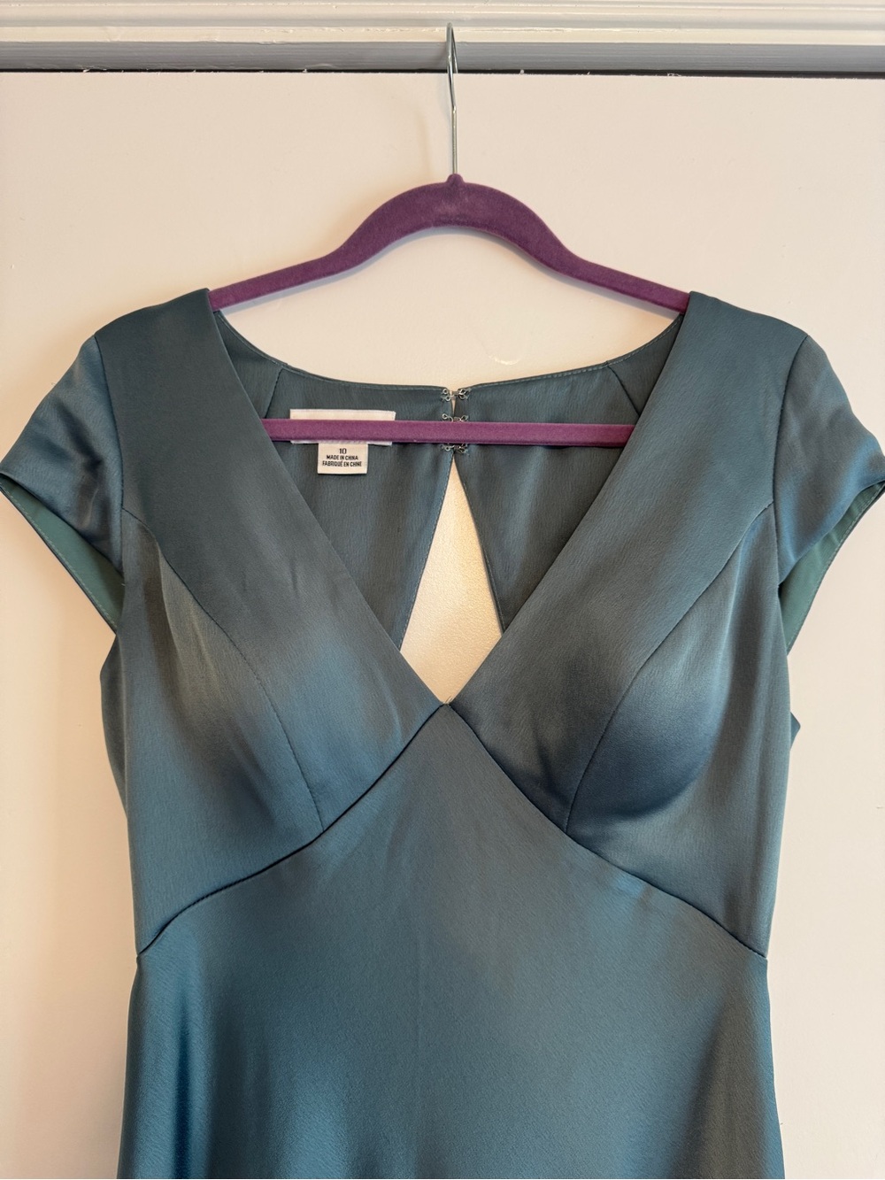 Jenny Yoo Agave Satin Maxi Dress with Cap Sleeves - Picture 3 of 3